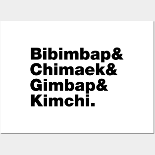 Bibimbap & Chimaek & Gimbap & Kimchi. - Korean Foods Posters and Art